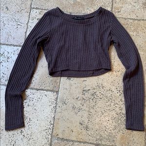 ❌SOLD❌Honey Punch Cozy Brown Crop Top